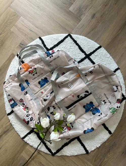 ZGAN 2x beige blauw panda shopper tas handbagage opbergen, Sieraden, Tassen en Uiterlijk, Tassen | Reistassen en Weekendtassen