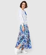 CAROLINE BISS Wijde blauw witte rok maat M 38/40, Maat 38/40 (M), Gedragen, Caroline Biss, Onder de knie