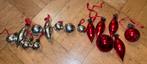 Kerstballen rood en zilver druppel ijspegel kerstbal, Diversen, Ophalen of Verzenden, Zo goed als nieuw