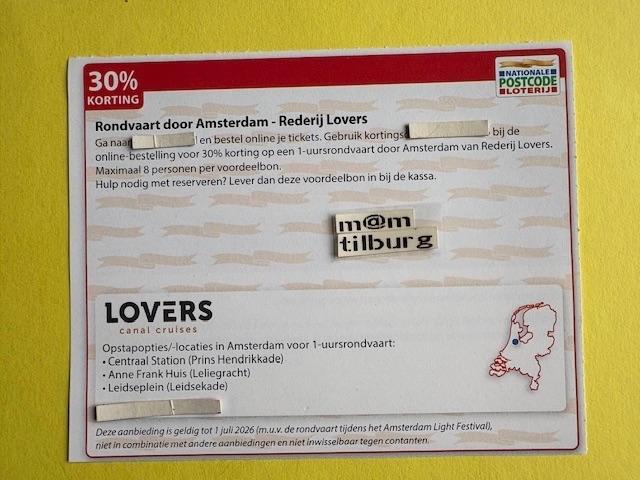 Rondvaart door Amsterdam-Rederij Lovers 30% korting, Tickets en Kaartjes, Kortingen en Cadeaubonnen, Drie personen of meer, Overige typen