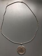 Zilveren ketting + zilveren tientje Nederland Herrijst, Sieraden, Tassen en Uiterlijk, Met hanger, Gebruikt, Ophalen of Verzenden