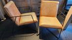Stoelen leer - 2 stuks - lichtbruin, Huis en Inrichting, Stoelen, Ophalen, Gebruikt, Twee, Bruin