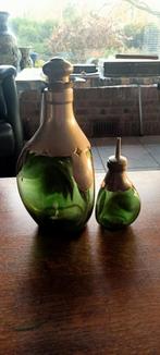 Antieke Groene Glazen Flessen Set, Antiek en Kunst, Antiek | Glas en Kristal, Ophalen of Verzenden