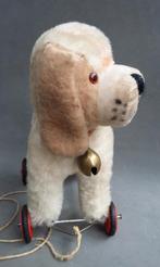 Jaren 50 Hond Hondje op Wielen met rinkelbel om de hals, Antiek en Kunst, Antiek | Speelgoed, Ophalen of Verzenden