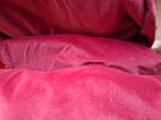 Bordeaux rode velour overgordijnen, 3m40 breed., Huis en Inrichting, Ophalen, Gebruikt, 200 cm of meer, 150 tot 200 cm