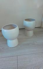 Leuke Metalen Plantenpotten (Crèmekleur) 22cm/17cm, Rond, Nieuw, Metaal, Tuin