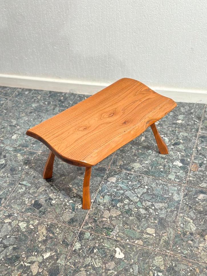 Vintage Brutalistische Boomstam bijzettafel, Huis en Inrichting, Tafels | Bijzettafels, Rechthoekig, Minder dan 55 cm, Hout, Ophalen of Verzenden