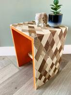 Design Bijzettafel/Kruk van Oud Hout, Minder dan 45 cm, Minder dan 55 cm, Design, Vierkant