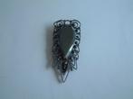 Gave antieke dressclip clipbroche beslepen hematiet, Ophalen of Verzenden, Overige materialen, Broche