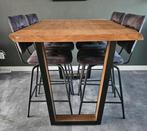 Henders & Hazel Metalox bartafel + 4 Manou barstoelen, Huis en Inrichting, 100 tot 150 cm, Zo goed als nieuw, Industrieel, Rechthoekig