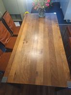 Tafel / eettafel (eiken rustiek, RVS-poten), Huis en Inrichting, Tafels | Eettafels, Ophalen, Gebruikt, 50 tot 100 cm, Vijf personen of meer