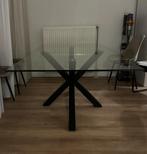 Kave Home Argo Glazen eettafel met metalen onderstel, Huis en Inrichting, Ophalen, 100 tot 150 cm, 200 cm of meer, Vijf personen of meer
