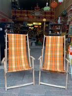 2 vintage jaren 60/70 strandstoelen, oranje / tuinstoelen, Ophalen, Huis en Inrichting