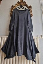 Boris Industries zwart grijs gestreept a lijn knopen jurk, Galajurk, Boris Industries, Zwart, Maat 46/48 (XL) of groter