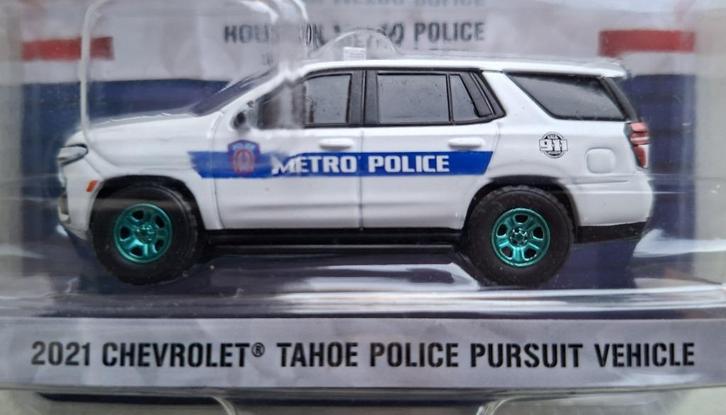 2021 Chevrolet Tahoe Police Greenlight 1/64 Chase Houston, Hobby en Vrije tijd, Modelauto's | Overige schalen, Nieuw, Auto, Ophalen of Verzenden