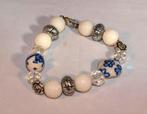 armband 20 cm lang van witte kralen, zilverkleurige kralen, Sieraden, Tassen en Uiterlijk, Armbanden, Ophalen of Verzenden, Nieuw
