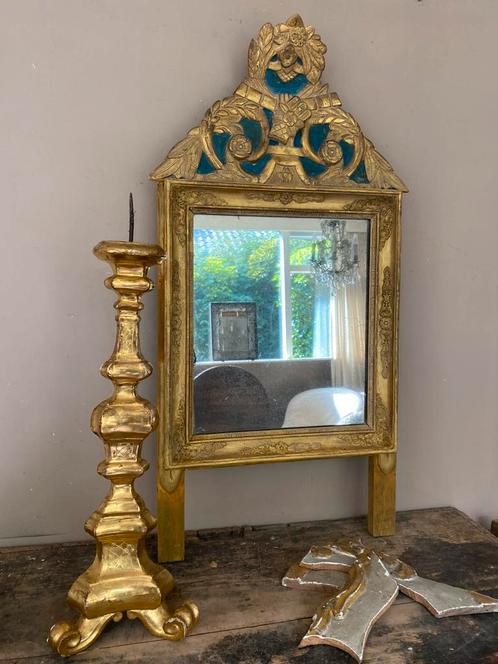 Grote 18e eeuws Franse spiegel met kuif, Antiek en Kunst, Antiek | Woonaccessoires, Ophalen