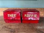 Brocante antieke koffie en thee bak opbergton, Antiek en Kunst, Ophalen of Verzenden