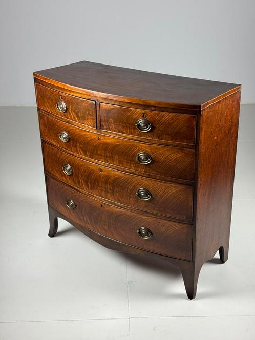 Bowfront ladekast Commode 19e eeuw antiek, Huis en Inrichting, Kasten | Ladekasten, Gebruikt, Minder dan 100 cm, 25 tot 50 cm