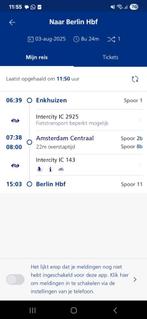 Treinticket naar Berlijn zondag 3 augustus, Tickets en Kaartjes, Eén persoon, Trein, Buitenland, Met bestemming of datum