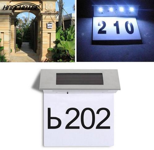 huisnummer rvs / abs solar , led verlicht - hoge korting !, Tuin en Terras, Tuinwanddecoratie, Nieuw, Ophalen of Verzenden
