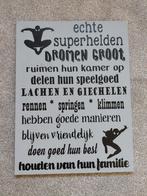 Superhelden / spiderman bord met leuke tekst - grijs/zwart, Ophalen of Verzenden, Wanddecoratie
