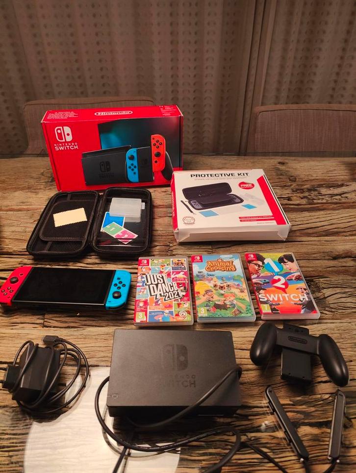 Nintendo Switch V2 2019 compleet in verpakking, Spelcomputers en Games, Spelcomputers | Nintendo Switch, Zo goed als nieuw, Switch 2019 Upgrade