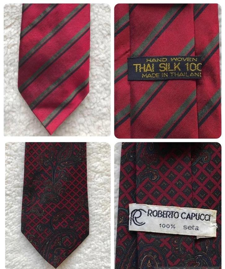 Stropdas Thai Silk 100% - Stropdas Zijde ROBERTO CAPUCCI, Kleding | Heren, Stropdassen, Zo goed als nieuw, Met patroon, Rood, Ophalen of Verzenden