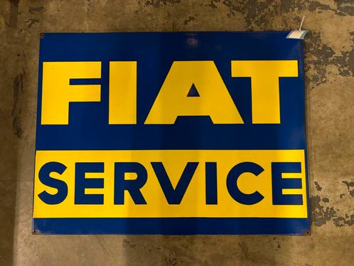 Oud origineel emaille reclamebord Fiat Service 98 x 73 cm, Verzamelen, Merken en Reclamevoorwerpen, Gebruikt, Reclamebord, Ophalen