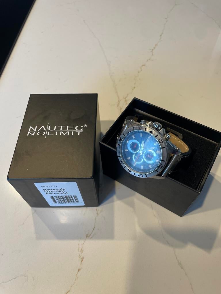 Nautec No Limit Herenhorloge - Nieuw!, Leer, Staal, Polshorloge, Nieuw