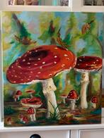 Olieverfschilderij Paddenstoelenbos, Antiek en Kunst, Ophalen of Verzenden