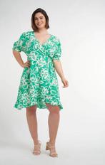 MS Mode jurk groen met witte bloemen mt 52/54, Kleding | Dames, Verzenden, Jurk, Zo goed als nieuw, Ms mode