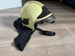 Brandweerhelm MSA (gouden vizier), Doe-het-zelf en Verbouw, Veiligheidshelmen, Ophalen of Verzenden, Met vizier, Gebruikt