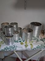Zilverkleurige Bloempotten Set, Huis en Inrichting, Woonaccessoires | Vazen, Ophalen, Gebruikt, Overige kleuren, Minder dan 50 cm
