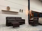 Leolux Paian Bank 3 zits Bruin leer Design Fauteuil Poef, Huis en Inrichting, 150 tot 200 cm, Driepersoons, Ophalen of Verzenden