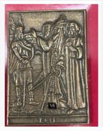 Antieke bronzen plaquette Leo I, heilige Leo, 8,5 x 6 cm, Antiek en Kunst, Ophalen of Verzenden