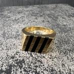 14k gouden ring onyx model heren, Ophalen of Verzenden, Nieuw, Goud