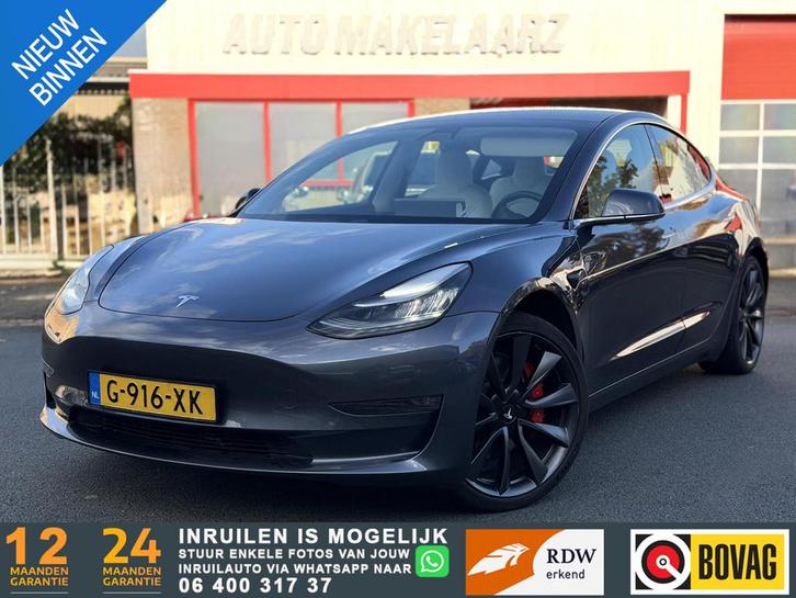 Tesla Model 3 Performance AWD 75 kWh Midnight Silver Metalli, Auto's, Tesla, Bedrijf, Te koop, Model 3, 4x4, ABS, Adaptive Cruise Control
