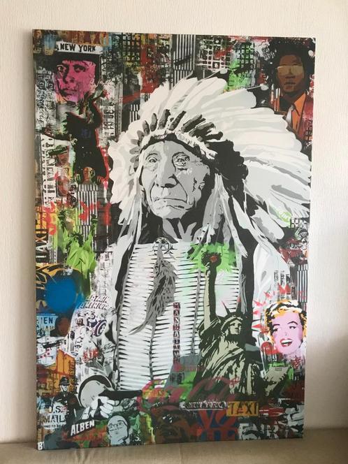 Albenfactory New York Indiaan USA canvas doek groot!!, Antiek en Kunst, Kunst | Designobjecten, Ophalen