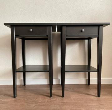 2 X Ikea Hemnes Tafeltje Nachtkastje Zwart Bruin Hout Set