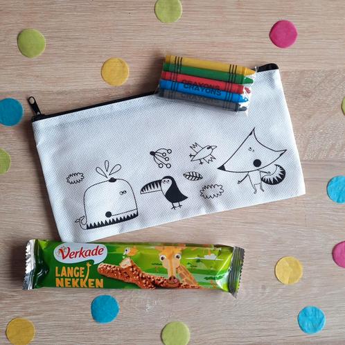 Dierenetui (traktatietip, knutseltip kinderfeestje), Hobby en Vrije tijd, Feestartikelen, Nieuw, Verjaardag, Ophalen of Verzenden