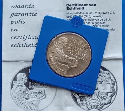 2 1/2 ECU 1990 - Geert Groote, Europese Hanzedagen FDC, Postzegels en Munten, Penningen en Medailles, Overige materialen, Nederland