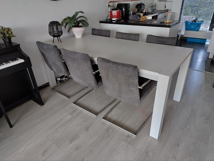 Eettafel met 6 stoelen/ eethoek, Huis en Inrichting, Tafels | Eettafels, Gebruikt, 50 tot 100 cm, 200 cm of meer, Rechthoekig