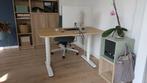 Bureau zit/sta elektrisch, wit+eikenpatroon, 160x80 cm, Ophalen, Elektrisch, Zo goed als nieuw, Stabureau