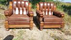 Retro vintage klassiek leder chesterfield bankstel, Antiek en Kunst, Antiek | Meubels | Stoelen en Banken, Ophalen