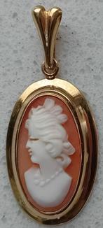 Gouden schelp camee hanger, Overige voorstellingen, Ophalen of Verzenden, Zo goed als nieuw, Goud