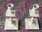 Mooi stel antieke kandelaars uit Engeland 16,5 cm. uit 1870., Ophalen of Verzenden, Koper of Brons