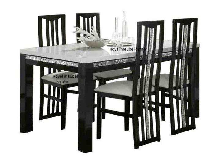 Eettafel Forever Chrome Hoogglans MDF wit zwart -ACTIE-, Huis en Inrichting, Tafels | Eettafels, Nieuw, 50 tot 100 cm, 150 tot 200 cm
