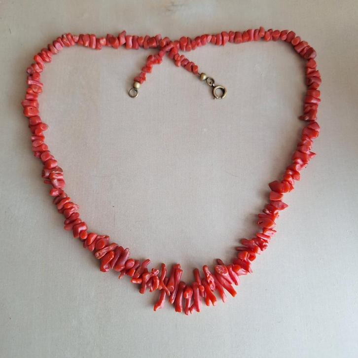 Antieke bloedkoraal ketting Middellandse zee, jaren 1930, Sieraden, Tassen en Uiterlijk, Antieke sieraden, Ketting, Overige materialen