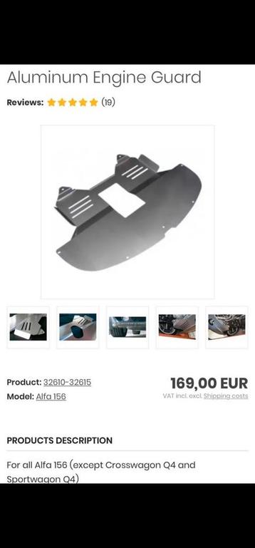 Alfa 156 Aluminium beschermplaat beschikbaar voor biedingen